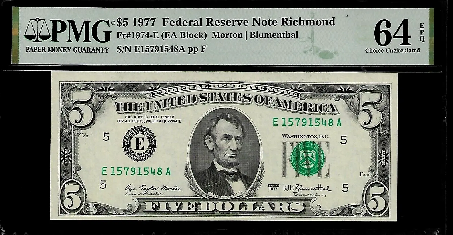 $5 Treasury Note