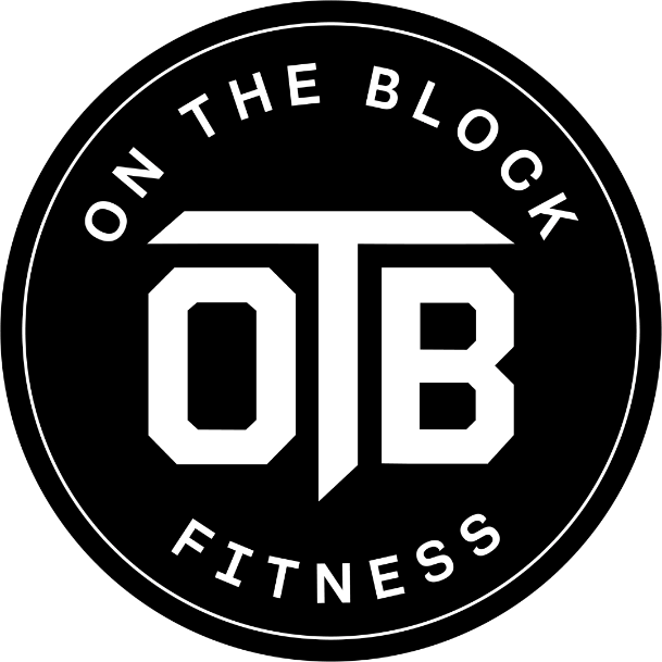 On The Block Fitness circular black-and-white logo
